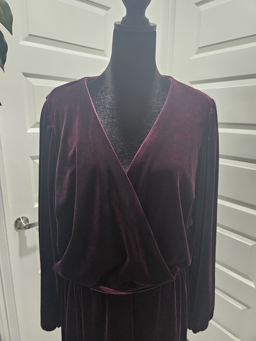 MSK Velvet Surplice Long Sleeve Dress in Plum